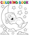 Coloring book sleeping bear theme 2 - eps10 vector illustration.