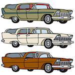 Hand drawing of a classic big american station wagons - any real models
