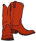 Hand drawing of classic dark red leather jackboots
