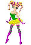 Illustration of Mardi Gras harlequin lady