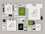 Corporate flat mock-up template, cityscape design. Vector illustration