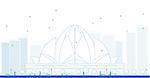 Outline The Lotus Temple, located in New Delhi, India, is a Bahai House of Worship. Vector Illustration