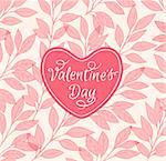 Decorative pink floral background with heart for Valentine's day