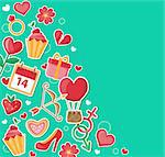 Vector decorative green background for Valentine's day. Flat design style.