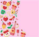 Vector decorative pink background for Valentine's day. Flat design style.