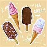 sweet Ice cream illustration on light background