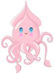 Cartoon illustration of very cute squid