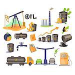 Oil Icon Set. Flat Vector Illustration flat style