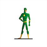 Male Superhero Wearing Green Suite Vector Illustration