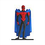 Male Superhero Vector Illustration. Strong hero in aggressive posture