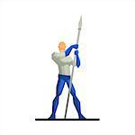 Male Superhero with a Spear Vector Illustration