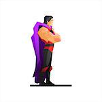 Male Profile Superhero Vector Illustration. Strong hero woman in a pensive pose