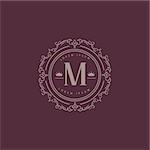 Round Monogram Design Template. Stylish Vector Illustration