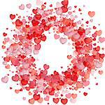 Valentines day vector background with hearts round frame