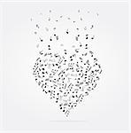 vector illustration of musical heart with notes