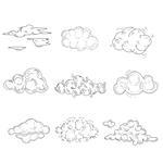 Hand Drawn Cloud Set. Monochrome Vector Illustration
