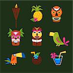 Hawaii Surf Retro Posters Collection in Flat Design Style. Vector Illustration Set.