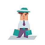 Business man with bags cartoon character flat vector illustration