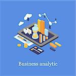 Business concept 3d isometric infographic data analytics vector