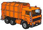 Hand drawing of an orange dustcart