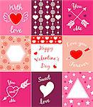 Set of decorative vector cards for Valentine's day