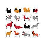 Funny dogs collection, sketch for your design. Vector illustration