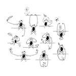 Funny monkeys, sketch for your design. Vector illustration