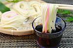 Hiyamugi (Japanese coold noodle) in dipping sauce
