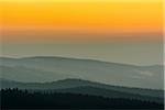 Low Mountain Landscape with Horizon Lines at Dusk, Altenau, Harz, Lower Saxony, Germany