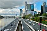 Pacific Highway and Skyline of city with Infinity Tower and Kurilpa in background, Brisbane, Queensland, Australia