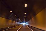 Car Driving in Tunnel, Italy, Europe