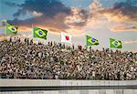 Illustration of Brazilian fans in a stadium