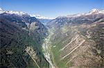 Aerial view of Poschiavo Valley, Graubunden (Grisons), Switzerland, Europe