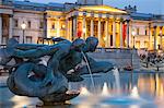 National Gallery and fountain on Trafalgar Square, London, England, United Kingdom, Europe