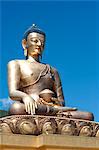 Buddha Dordenma statue, bronze, gilded in gold, 51.5 metres high, a Shakyamuni statue housing 100 smaller Buddha statues, Thimpu, Bhutan, Asia