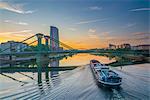 River Main and New European Central Bank Building, Ostend, Frankfurt am Main, Hesse, Germany, Europe