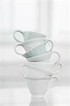 Close-up of stack of white cups, Bavaria, Germany