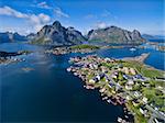 Aerial view of fishing village Reine on Lofoten islands, Norway