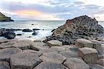 Sunset at Giant s Causeway in North Antrim, Northern Ireland