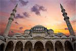 Amazing Sunrise over Blue Mosque, beautiful sky and architecture, Istanbul, Turkey, big size