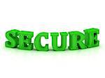 SECURE- inscription of bright green letters on white background