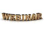 WEBINAR- inscription of bright gold letters on white background