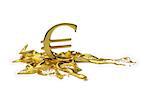 euro symbol melts into liquid gold. perfect for advertising models. save in days of sales