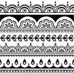 vector long black ornament - orient traditional style on white