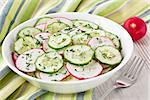 Radish cucumber spring salad with dill and olive oil