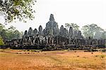 Prasat Bayon, part of Angkor Khmer temple complex, popular among tourists ancient landmark and place of worship in Southeast Asia. Siem Reap, Cambodia.