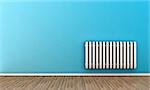 Radiator illustration on a wall in an empty room