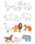 Vector illustration of a six animals set