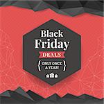 Black friday deals label with polygonal frame. Vector