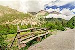 beautiful mountains landscape from rural road in cloudy day in Nepal, Annapurna trekking